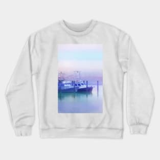 Moored Boats In the Early Morning Fog Crewneck Sweatshirt